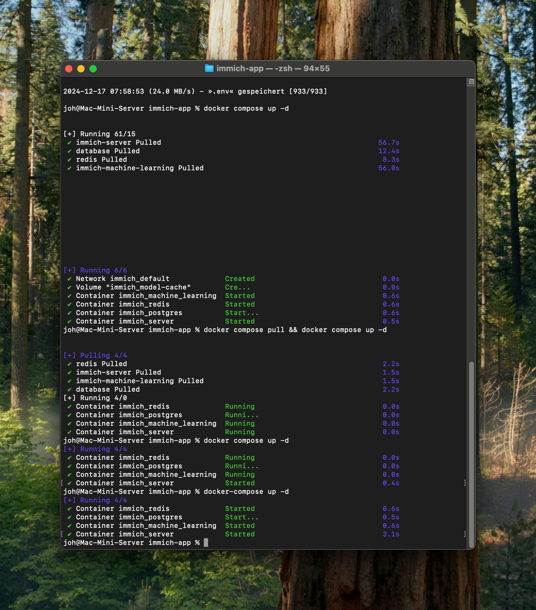 Installation von Docker und Immich auf Mac OS