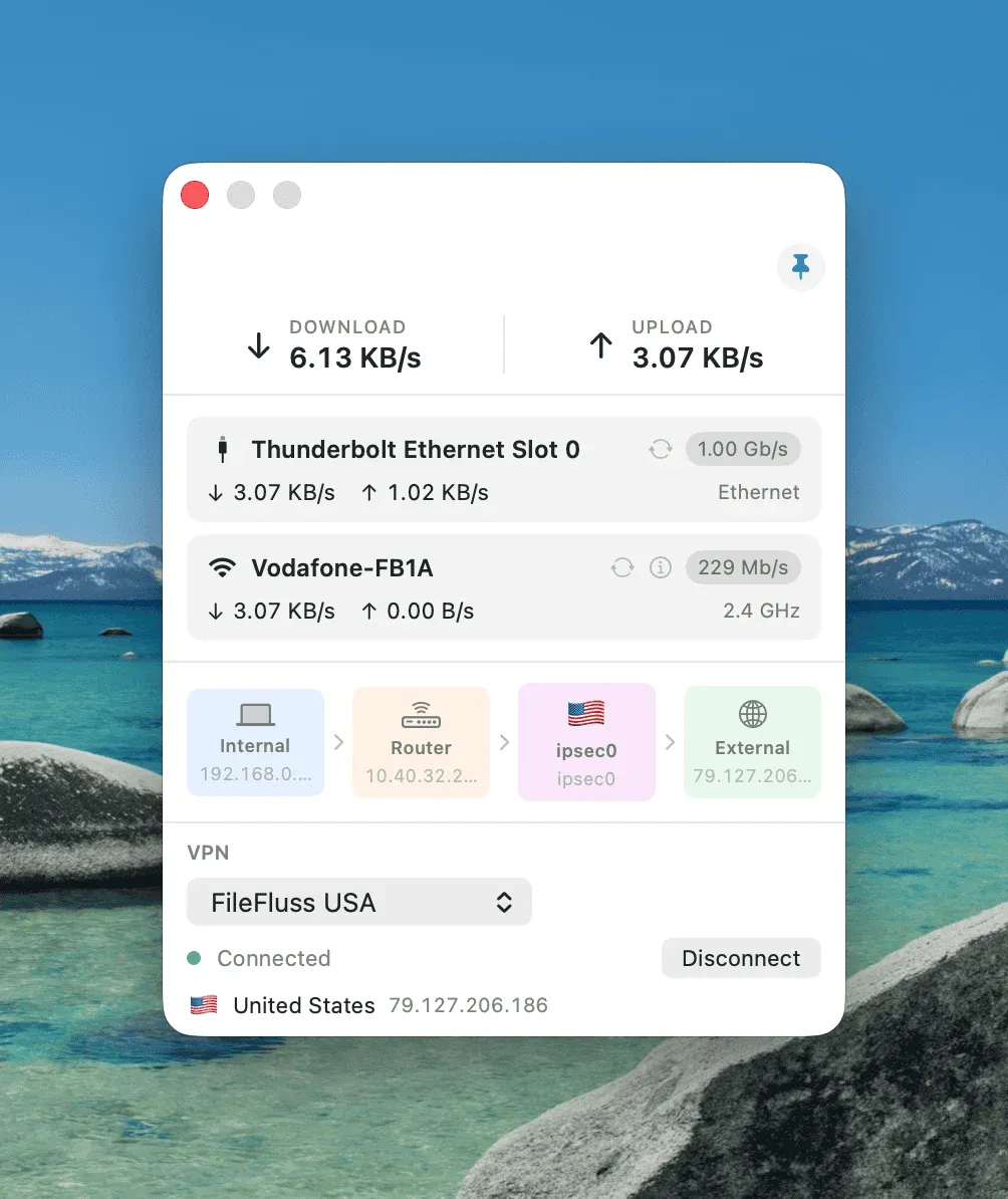 NetFluss 2.4 mit kleinem, schlanken VPN Client