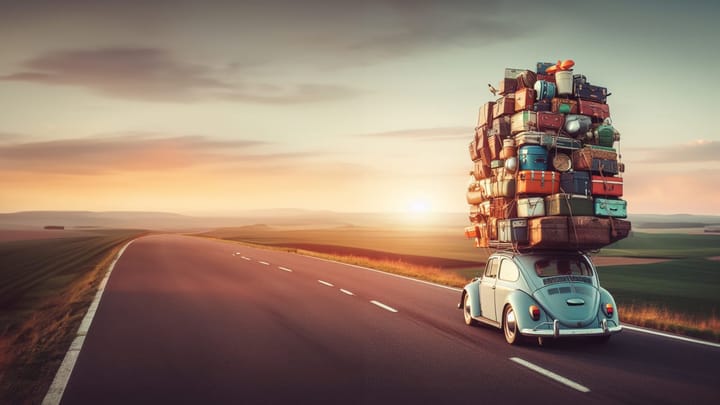 VW Käfer mit viel Gepäck