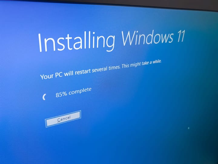 Installation screen of Windows 11