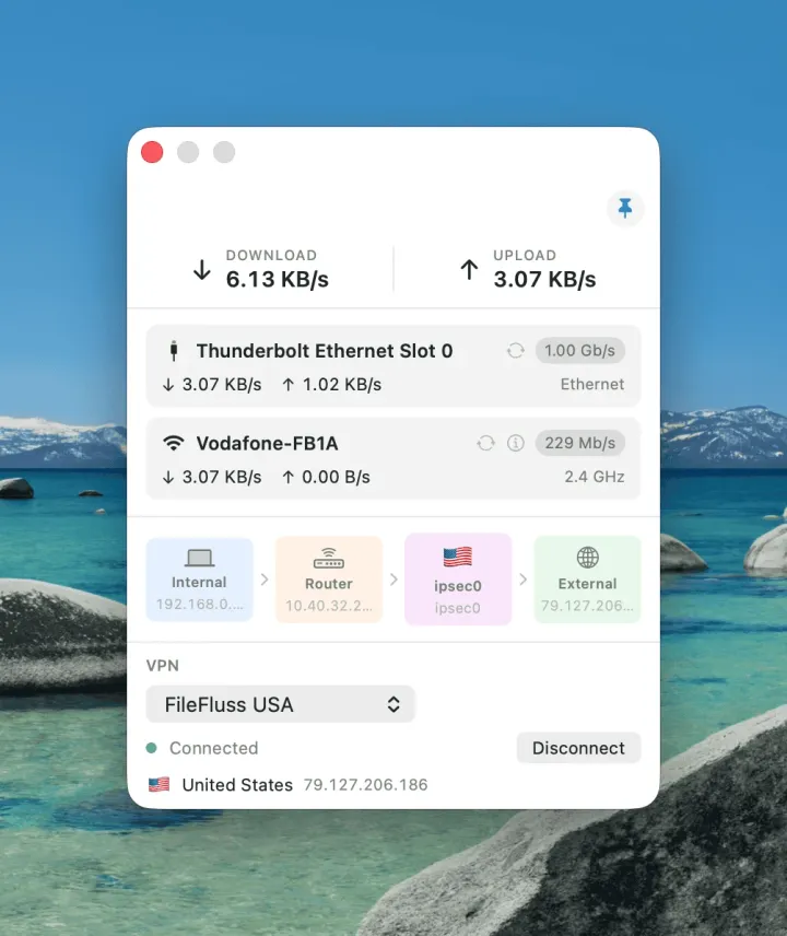 NetFluss 2.4 mit kleinem, schlanken VPN Client